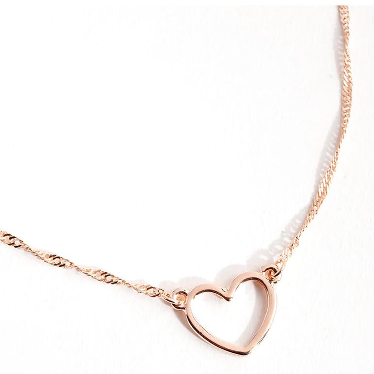 Philip Jones Collana Cuore Mamma Placcata Oro Rosa Con Cristalli Zirconia - Elegante