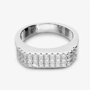 jingying : OEM Jewelry Suppliers of Square Ring in 925 Silver plated Platinum with Pavé of Cubic Zirconia