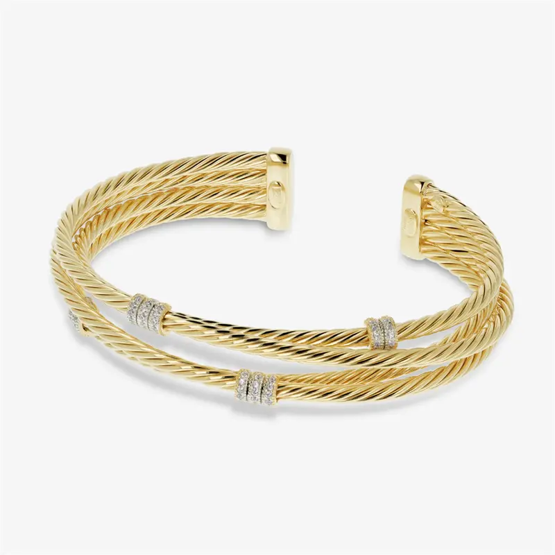 Design Custom Made Fine Jewelry Factory Multi-Strand Rigid Bracelet in 925 Placcato argento