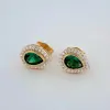 Custom OEM ODM Service of Emerald Bezel Drop Stud Earrings in 8K/10K/14K Solid Gold