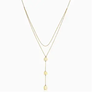 Custom Fashion 14k Gold Plated Disc Drop Necklace Supplier
