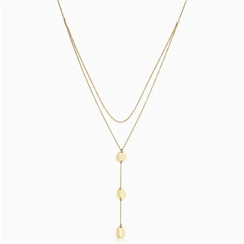 DRPL32-1718-1783432063580 Custom Fashion 14k Gold Plated Disc Drop Necklace Supplier