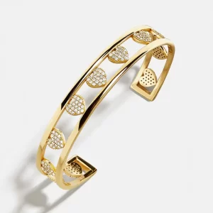 Custom fashion jewelry factory 18K gold heart cuff bracelet
