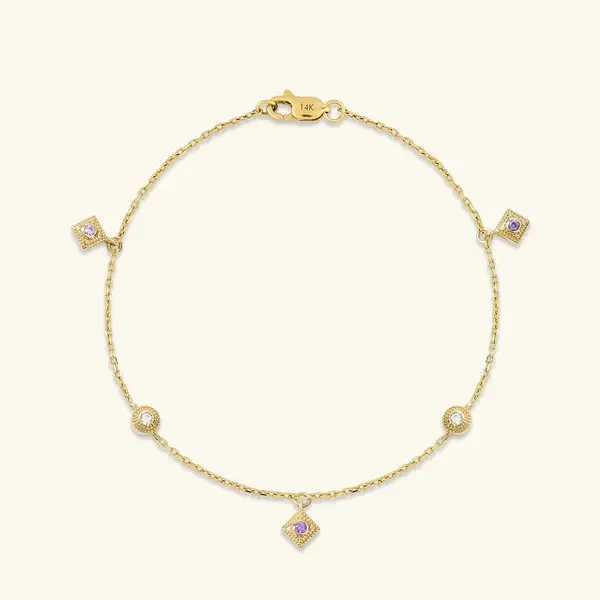 Custom Factory of Amethyst Talisman Bracelet in Gold
