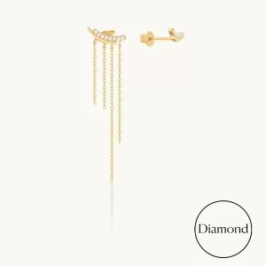 Women's Custom Jewelry Diamond Cascade Chain Stud Earrings in Gold At JINGYING