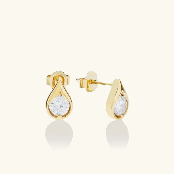 Custom Girl Jewelry Droplet Stud Earrings in Gold for 23 Jare