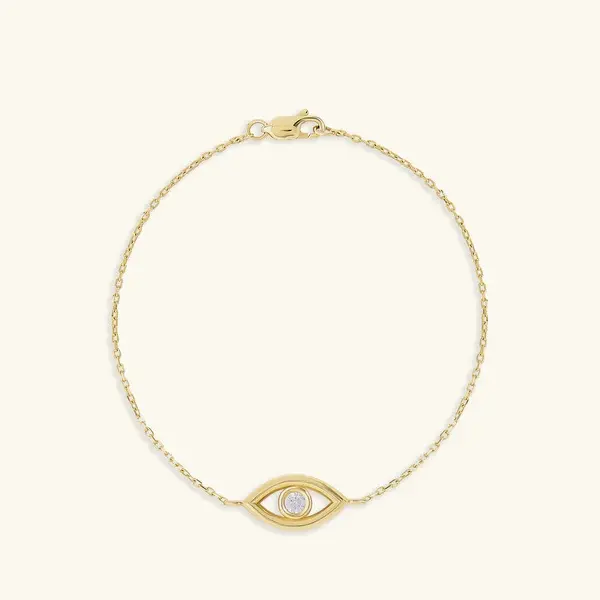Custom Made Silver Jewelry Evil Eye Bracelet in Gold