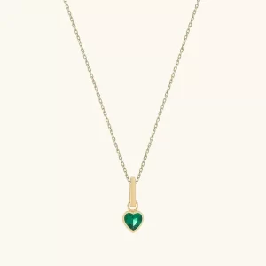 Custom Pendant Manufacturer Provide OEM ODM Service of Emerald Heart Necklace in Gold