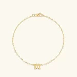 Gebruik 925 Silver Letter Charm Bracelet in Gold for Women at JINGYING