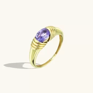 Custom Gold Plated Jewelry Majestic Tanzanite Ring in Gold at JINGYING