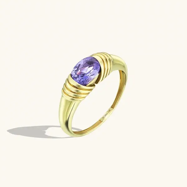 Majestic Tanzanite Ring in Gold-178704155434 Custom Gold Plated Jewelry Majestic Tanzanite Ring in Gold at JINGYING