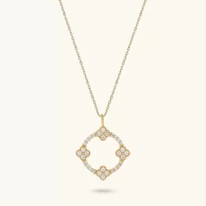 Custom Silver Pendant Manufacturer Moissanite Shamrock Necklace in Gold