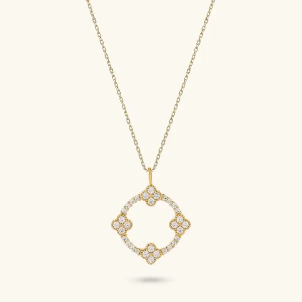 Moissanite Shamrock Necklace in Gold-1787633433319 Custom Silver Pendant Manufacturer Moissanite Shamrock Necklace in Gold