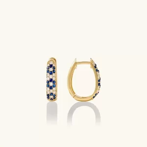 18k Gold Filled Sapphire Daisy Flower Huggie Earrings Custom Jewelry Manufacturer