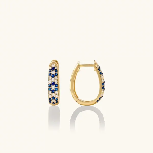 SaPendientes Huggie con flor de margarita y zafiro rellenos de oro k, fabricante de joyas personalizadas 18k Gold Filled Sapphire Daisy Flower Huggie Earrings Custom Jewelry Manufacturer