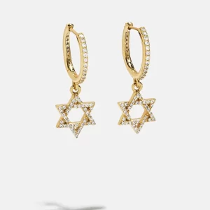 Custom Made Jewelry Factory OEM ODM 18K Gold Star of David Earrings