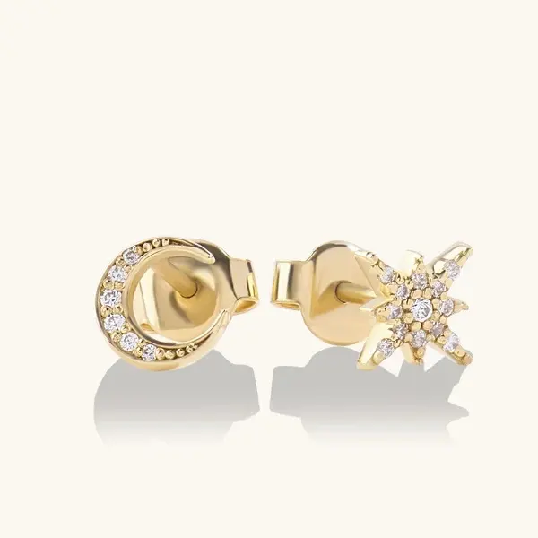 Moon and Star Earrings in Gold-1789975627123 earrings oem odm