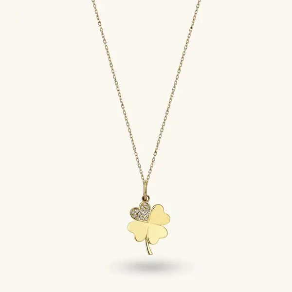 Pave Shamrock Necklace in Gold-1789544434457 Custom gold plated jewelry