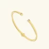 Custom Pave Tip Cuff Bracelet in Gold