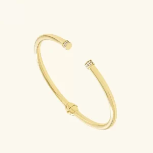 Custom Pave Tip Cuff Bracelet in Gold