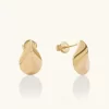 Custom Made Ribbed Teardrop Stud Earrings Gold Vermeil Jewelry Manufacturer