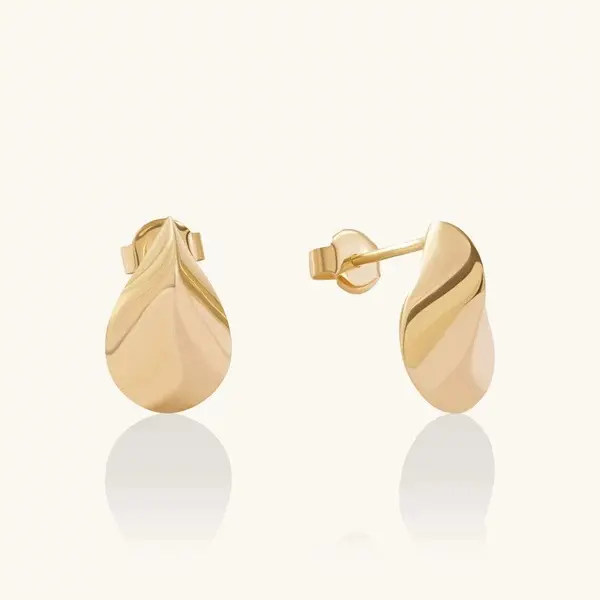Custom Made Ribbed Teardrop Stud Øreringe Guld Vermeil smykker Producent Custom Made Ribbed Teardrop Stud Earrings Gold Vermeil Jewelry Manufacturer