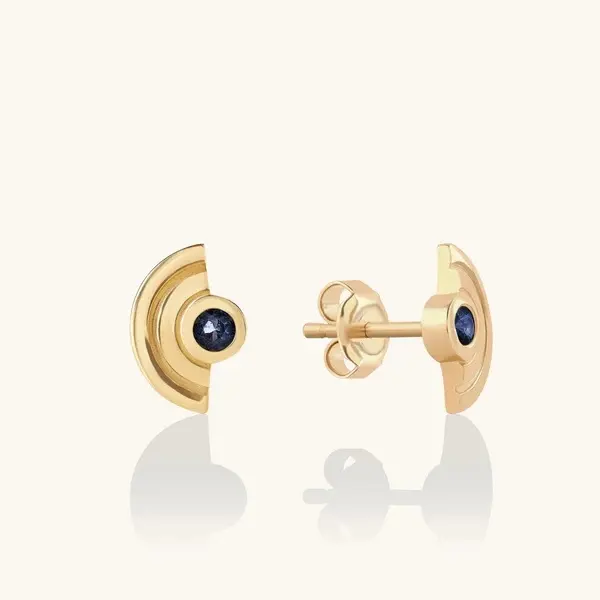 Sapphire Staircase Stud Earrings in Gold-1788493906345 Custom Silver Earrings