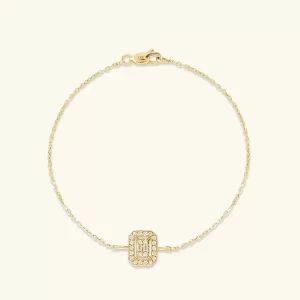 925 Silver Jewelry Manufacturer Custom Baguette Bracelet in Gold