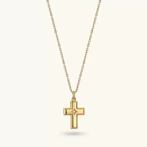 Sterling Silver Jewelry Manufacturer Custom Cross Necklace in Gold