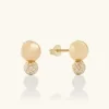 925 Sterling Silver and Brass Jewelry Manufacturer OEM ODM Double Sphere Pave Earrings - ذهب